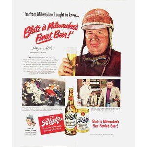 1950 Blatz Beer Milwaukee Myron John Indy 500 Vintage Print Ad 50s Wall Art
